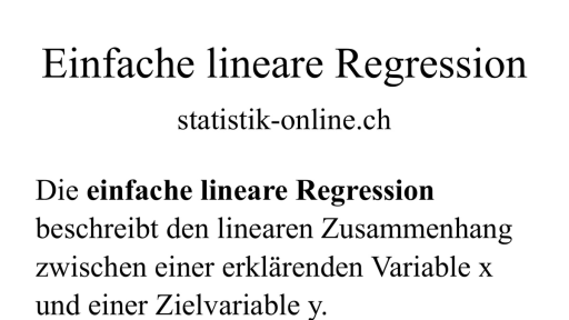 Einfache Lineare Regression
